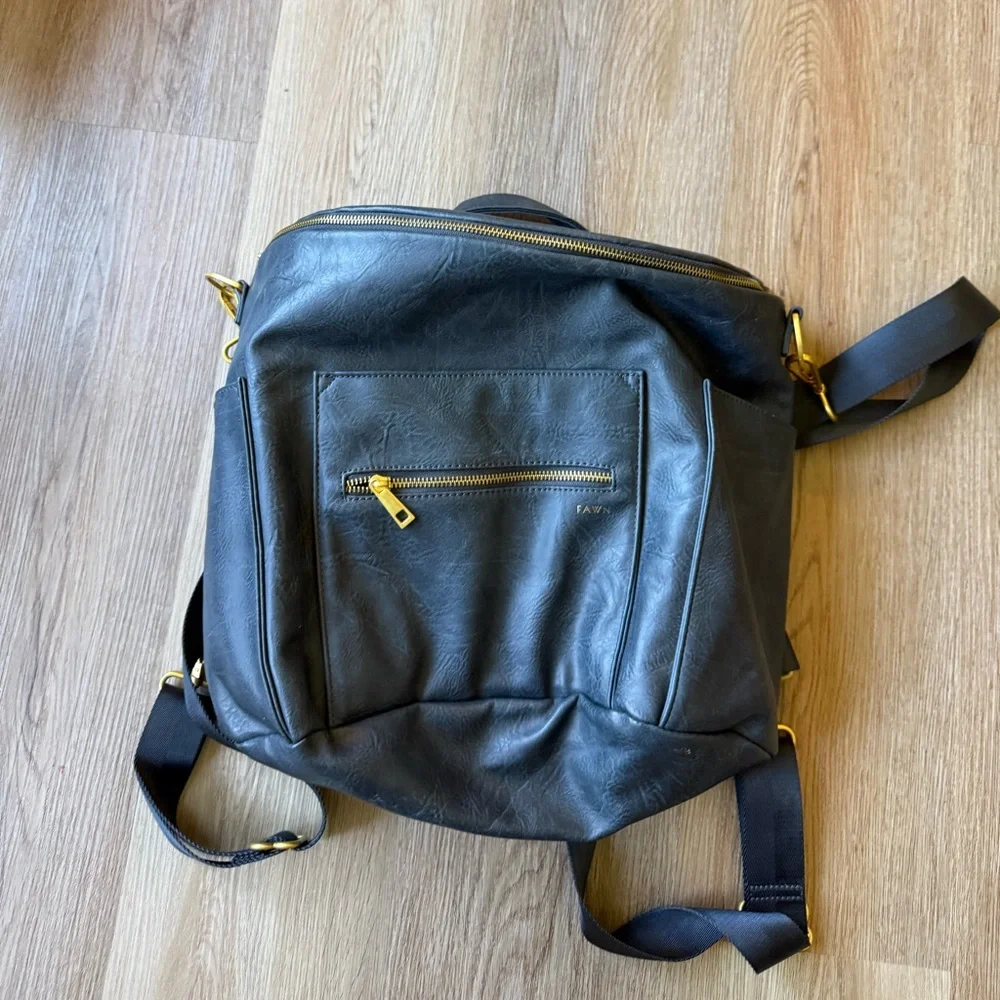 Fawn Design Black Baby Bag with Gold Hardware